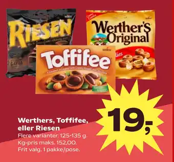 Kvickly Werthers, Toffifee, eller Riesen tilbud