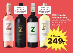 Kvickly Z Zinfandel eller F Fiano tilbud