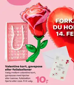 Kvickly Valentine kort, gavepose eller folieballoner tilbud