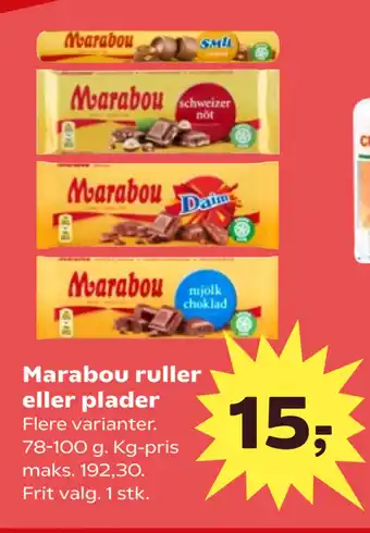 Kvickly Marabou ruller eller plader tilbud