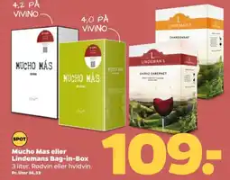 Netto Mucho Mas eller Lindemans Bag-in-Box tilbud