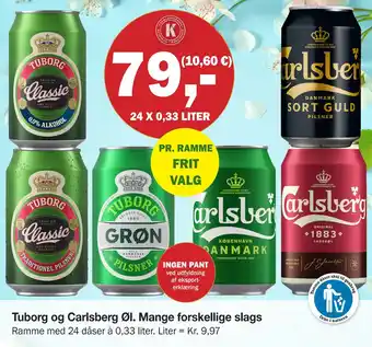 Købmandsgården Tuborg og Carlsberg Øl. Mange forskellige slags tilbud