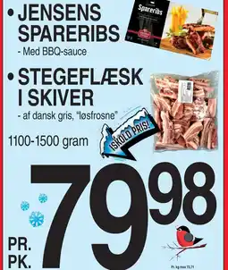 ABC Lavpris JENSENS SPARERIBS • STEGEFLÆSK I SKIVER tilbud