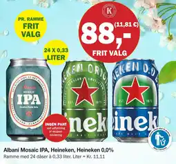 Købmandsgården Albani Mosaic IPA, Heineken, Heineken 0,0% tilbud