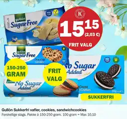 Købmandsgården Gullón Sukkerfri vafler, cookies, sandwichcookies tilbud