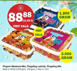 Købmandsgården Pingvin Weekend Mix, Pingeling Lakrids, Pingeling Mix tilbud