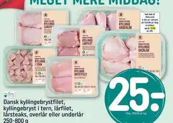 REMA 1000 Dansk kyllingebrystfilet, kyllingebryst i tern, lårfilet, lårsteaks, overlår eller underlår tilbud