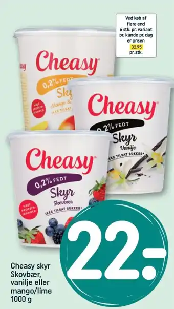 REMA 1000 Cheasy skyr Skovbær, vanilje eller mango/lime tilbud