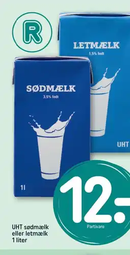UHT sødmælk eller letmælk 1 liter