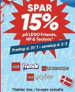 Bilka SPAR 15% på LEGO Friends, HP & Technic tilbud