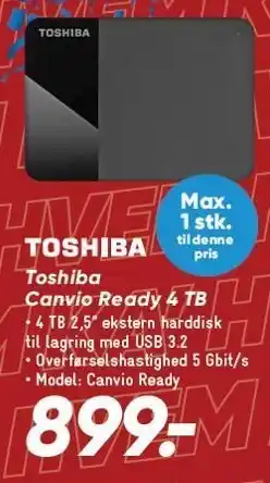 Bilka Toshiba Canvio Ready 4 TB tilbud