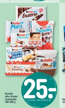 REMA 1000 Nutella eller Kinder chokolade tilbud