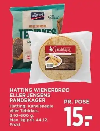 MENY HATTING WIENERBRØD ELLER JENSENS PANDEKAGER tilbud