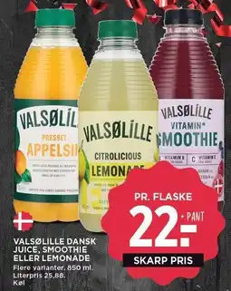 MENY VALSØLILLE DANSK JUICE, SMOOTHIE ELLER LEMONADE tilbud