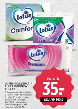 MENY LOTUS TOILETPAPIR ELLER KØKKENRULLER tilbud