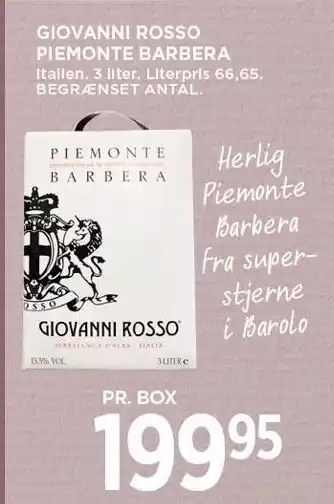 MENY GIOVANNI ROSSO PIEMONTE BARBERA tilbud