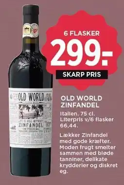 MENY OLD WORLD ZINFANDEL tilbud