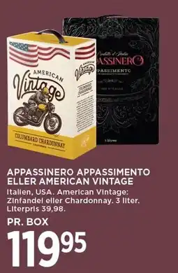 MENY APPASSINERO APPASSIMENTO ELLER AMERICAN VINTAGE tilbud