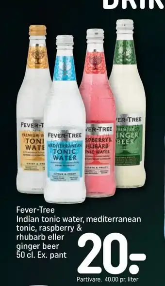 REMA 1000 Fever-Tree Indian tonic water, mediterranean tonic, raspberry & tilbud