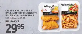 MENY CRISPY KYLLINGEFILET, KYLLINGEBRYSTNUGGETS ELLER KYLLINGEKEBAB tilbud