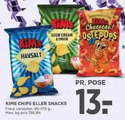 MENY KIMS CHIPS ELLER SNACKS tilbud