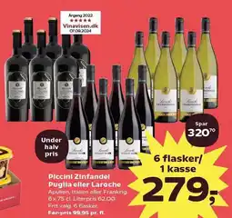 Kvickly Piccini Zinfandel Puglla eller Laroche tilbud