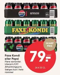 SPAR Faxe Kondi eller Pepsi tilbud