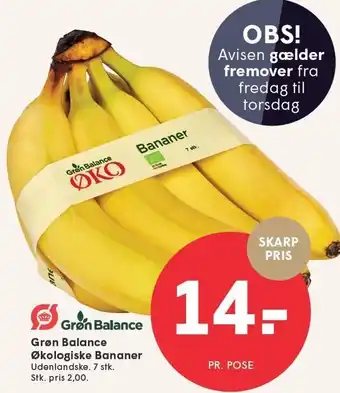 SPAR Grøn Balance Økologiske Bananer tilbud