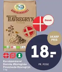 SPAR Kornkammeret Danske Økologiske Finvalsede Havregryn tilbud