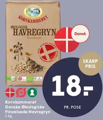 SPAR Kornkammeret Danske Økologiske Finvalsede Havregryn tilbud