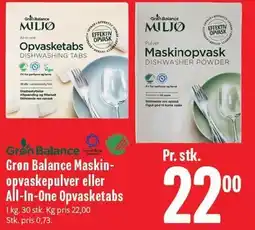 Min Købmand Grøn Balance Maskinopvaskepulver eller All-In-One Opvasketabs tilbud