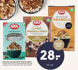 SPAR Axa Granola eller Gold Original Müsli tilbud