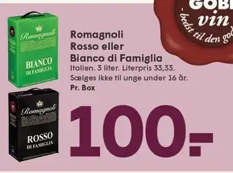 SPAR Romagnoli Rosso eller Bianco di Famiglia tilbud