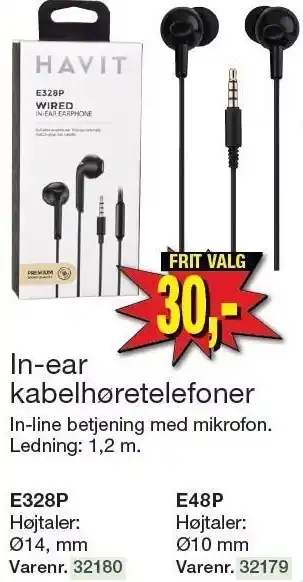 Harald Nyborg In-ear kabelhøretlefoner tilbud