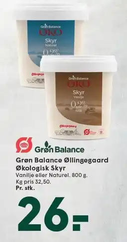 SPAR Grøn Balance Øllingegaard Økologisk Skyr tilbud