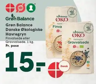 SPAR Grøn Balance Danske Økologiske Havregryn tilbud