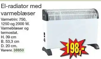 Harald Nyborg El-radiator med varmeblæser tilbud