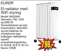 Harald Nyborg El-radiator med WiFi styring tilbud