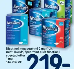 REMA 1000 Nicotinell tyggegummi 2 mg fruit, mint, lakrids, spearmint eller Nicotinell sugetabletter tilbud