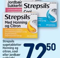 REMA 1000 Strepsils sugetabletter Honning og citron, cool eller jordbær sukkerfri 24 stk. tilbud