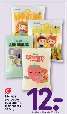 REMA 1000 Life Kids økologiske og glutenfrie majs snacks 30-50 g tilbud