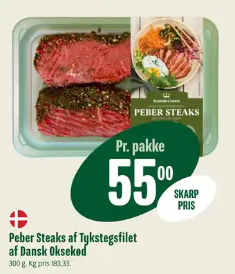 Min Købmand Peber Steaks af Tykstegsfilet af Dansk Oksekød tilbud