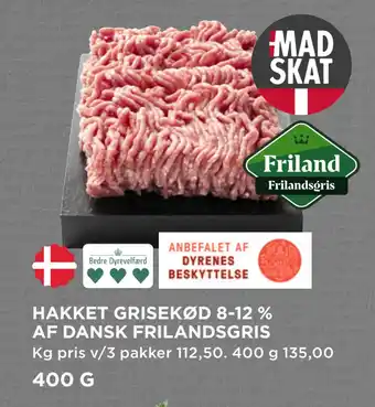 MENY HAKKET GRISEKØD 8-12 % AF DANSK FRILANDSGRIS tilbud