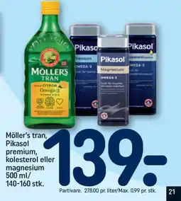 REMA 1000 Möller's tran, Pikasol premium, kolesterol eller magnesium tilbud