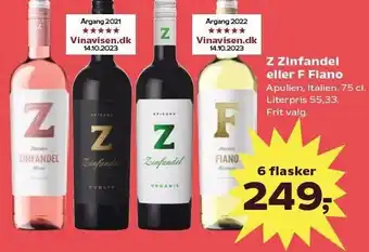 SuperBrugsen Z Zinfandel eller F Fiano - 6 flasker tilbud