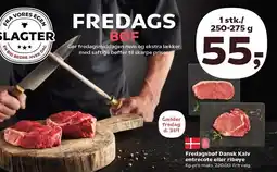 SuperBrugsen Fredagsbøf Dansk Kalv entrecote eller ribeye tilbud