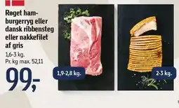 Føtex Røget hamburgerryg eller dansk ribbensteg eller nakketfilet af gris tilbud