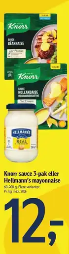 Føtex Knorr sauce 3-pak eller Hellamnn's mayonnaise tilbud