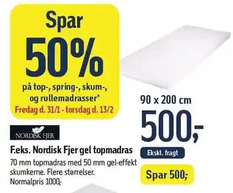 Føtex Spar 50% på top-, spring-, skum-, og rullemadrasser tilbud