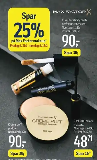 Føtex Spar 25% på Max Factor makeup tilbud